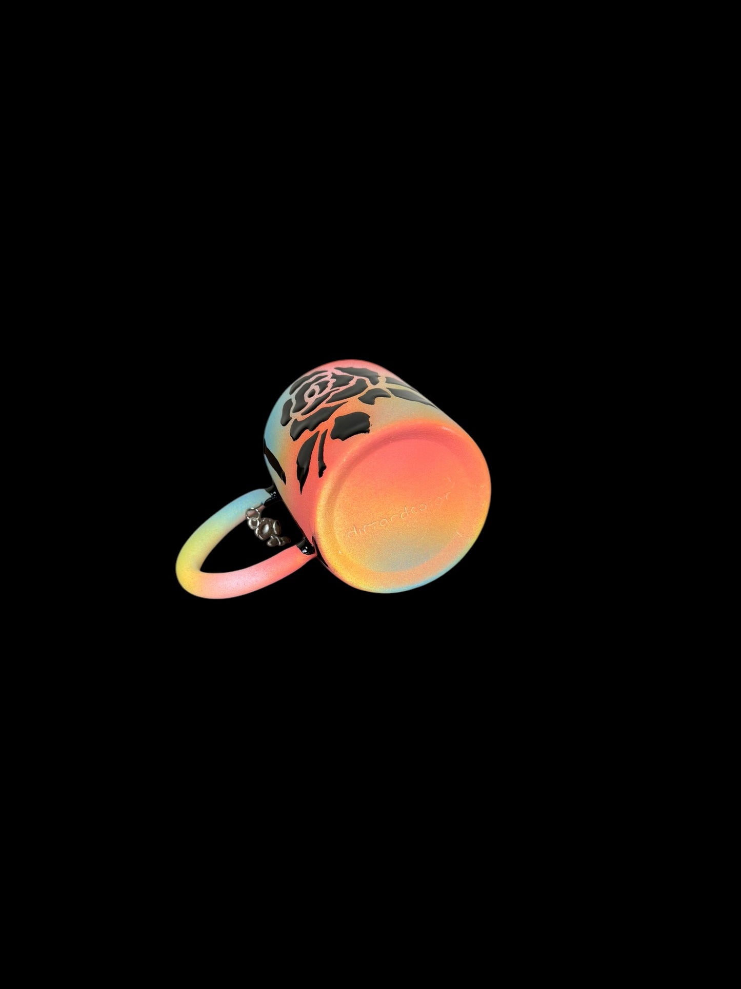 Colorful Black Rose Espresso Mug With Charm