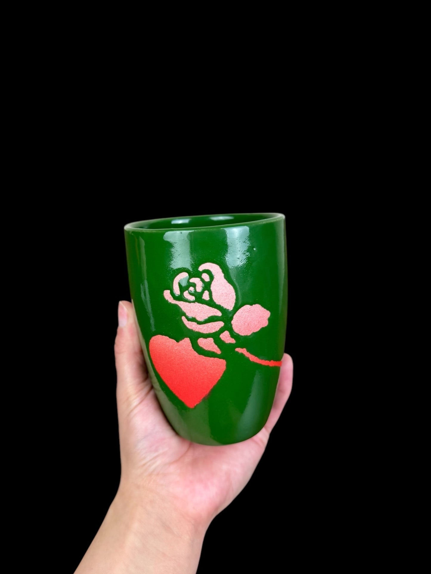 Green and Red Gradient Rose Tall Cup