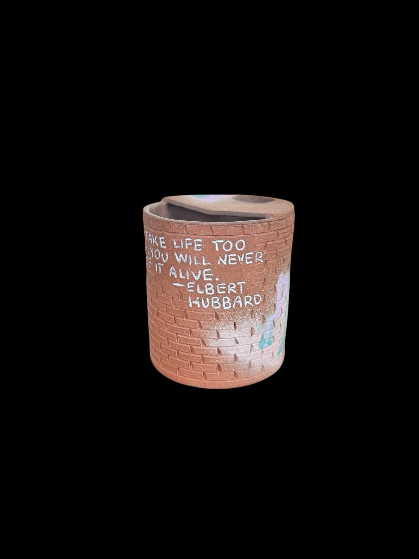 Hand Carved Brick Graffiti Travel Mug