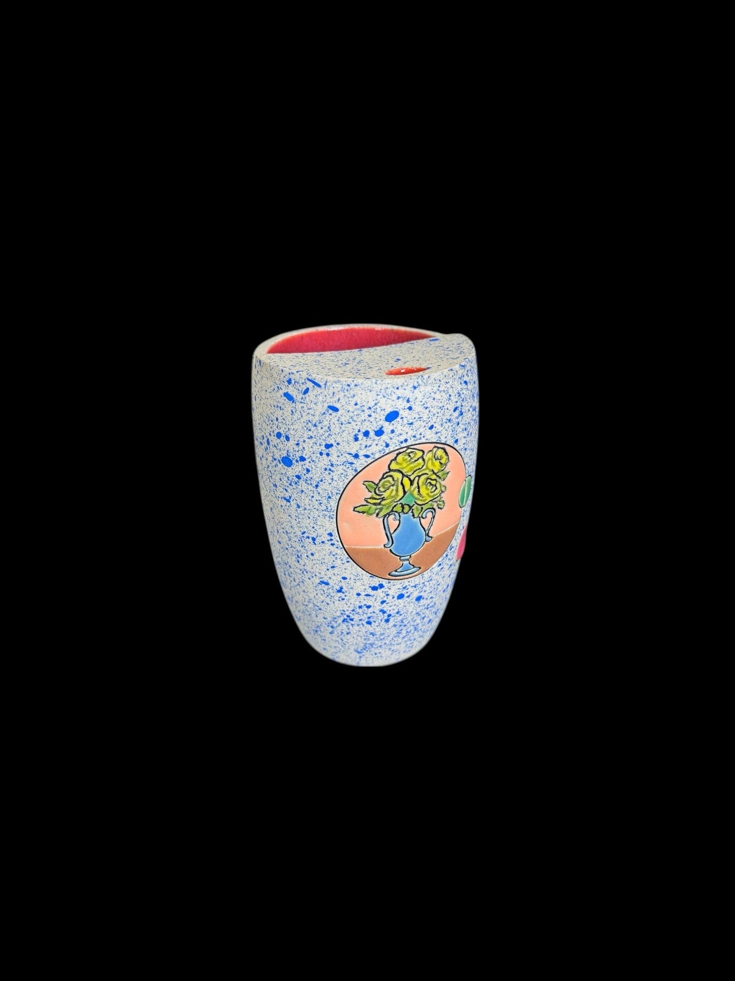 Blue Carved Flower Vase Tall Travel Mug