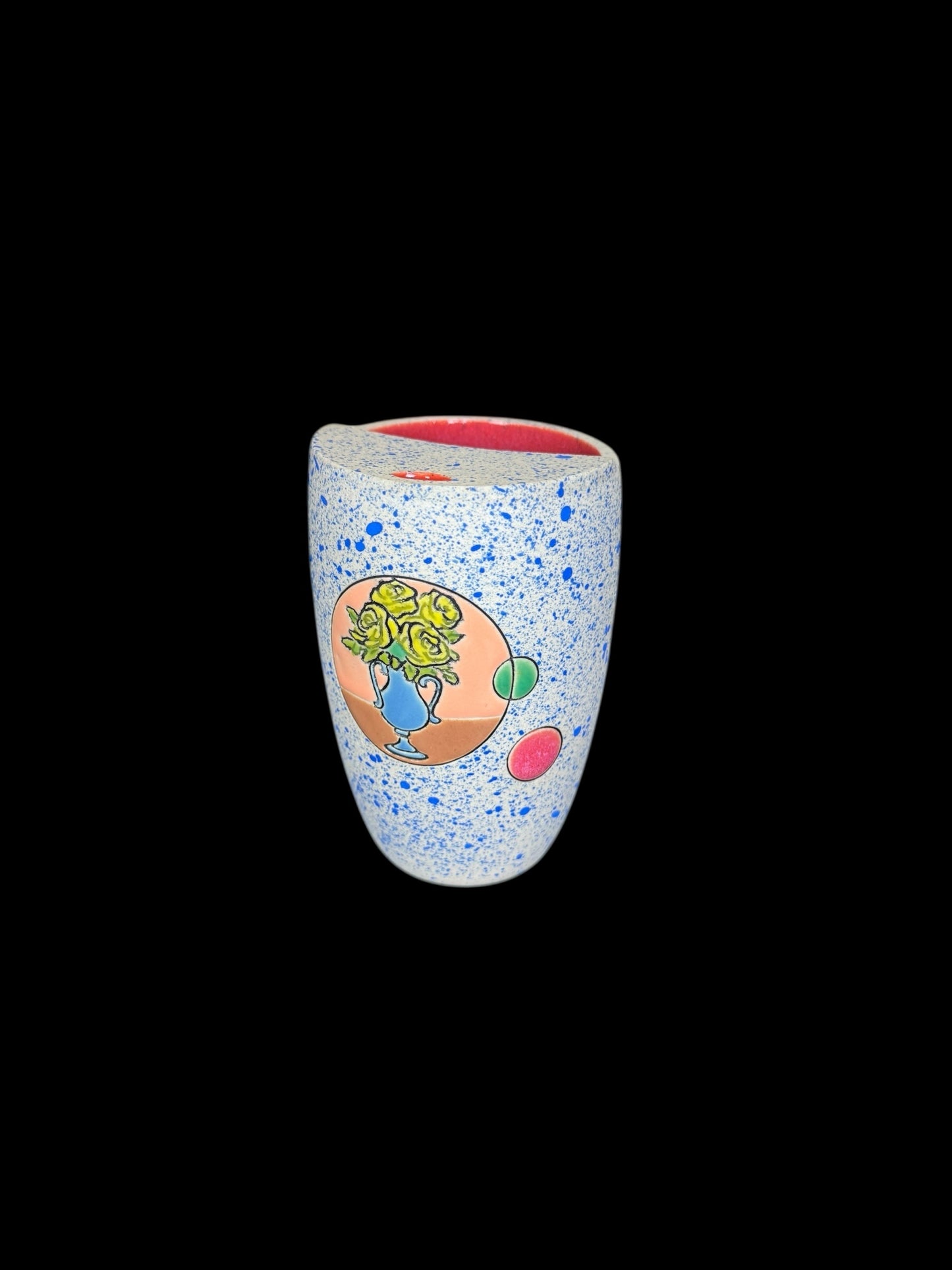 Blue Carved Flower Vase Tall Travel Mug
