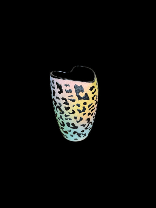 Cheetah Print Airbrushed Heart Shaped Tumbler