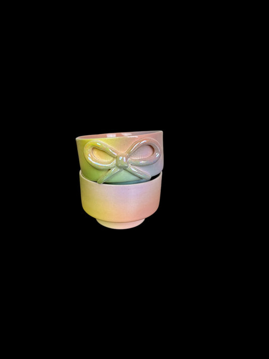 Airbrushed Espresso Bow Cup Set of 2