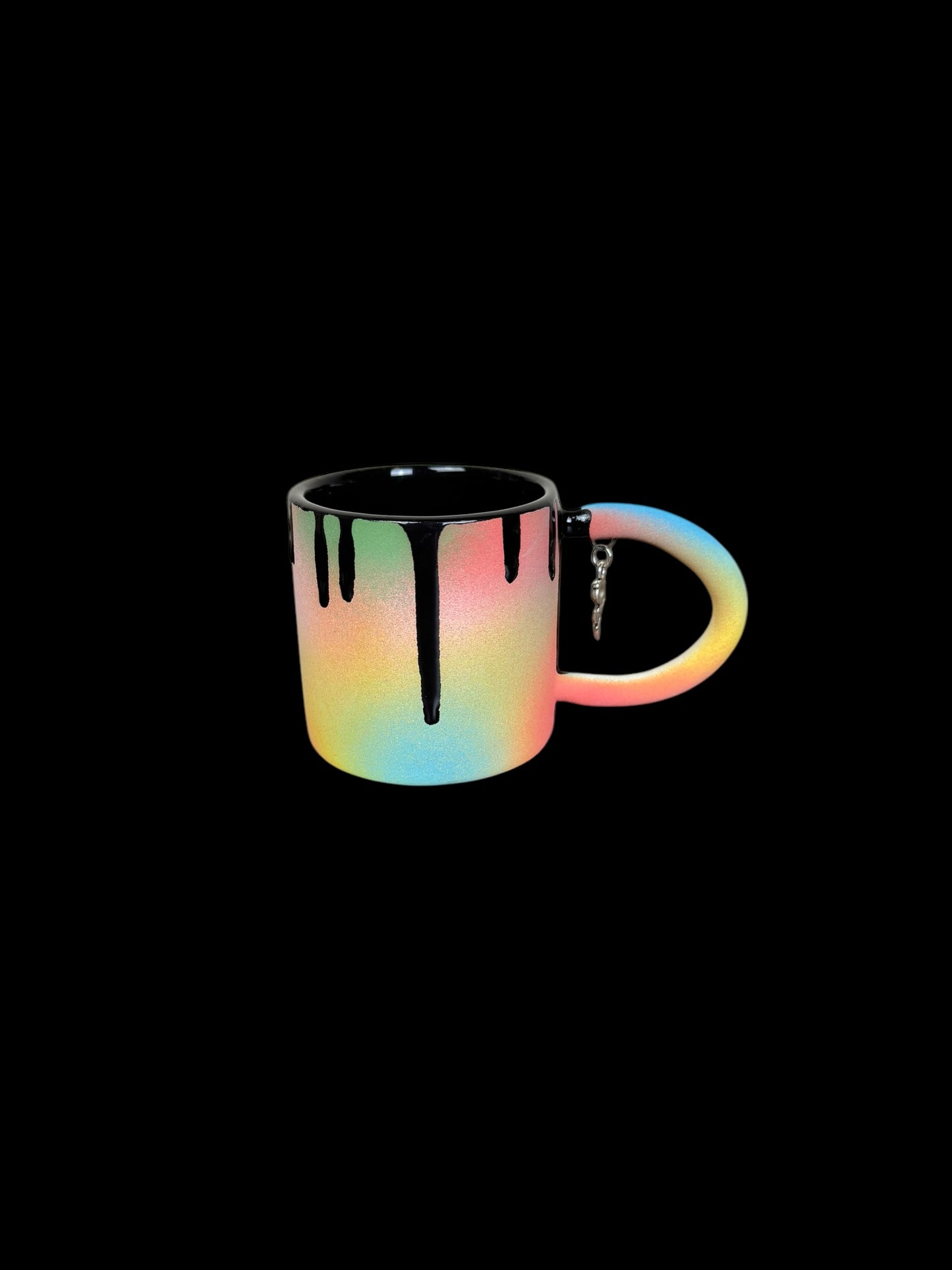 Colorful Black Rose Espresso Mug With Charm