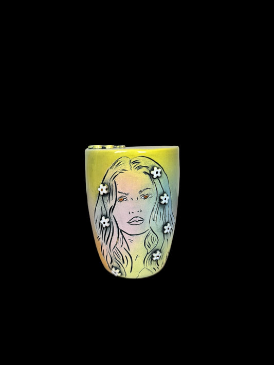 Flower Power Woman Airbrushed Travel Mug