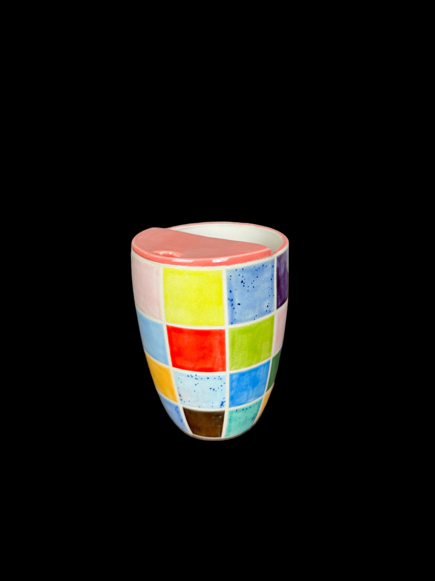 Multi-Color Checkered Travel Mug