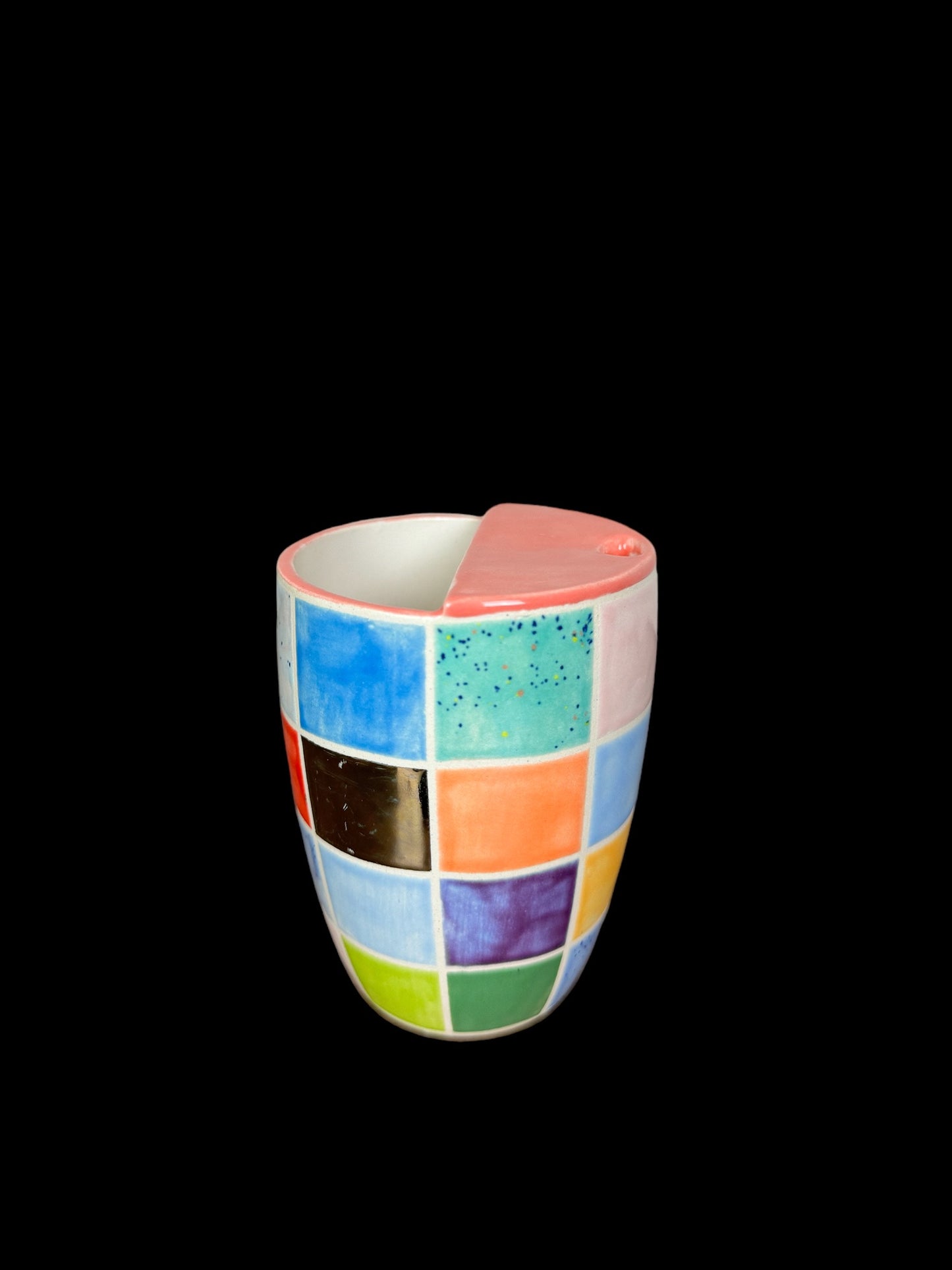 Multi-Color Checkered Travel Mug