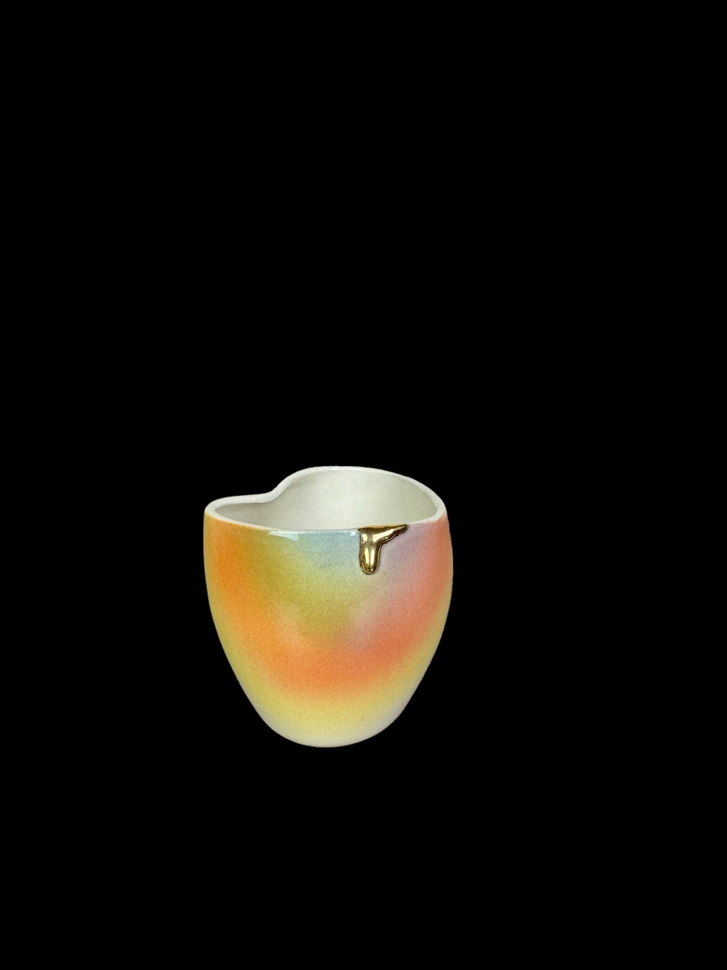 Drippy Gold Heart Shaped Airbrushed Espresso Cup